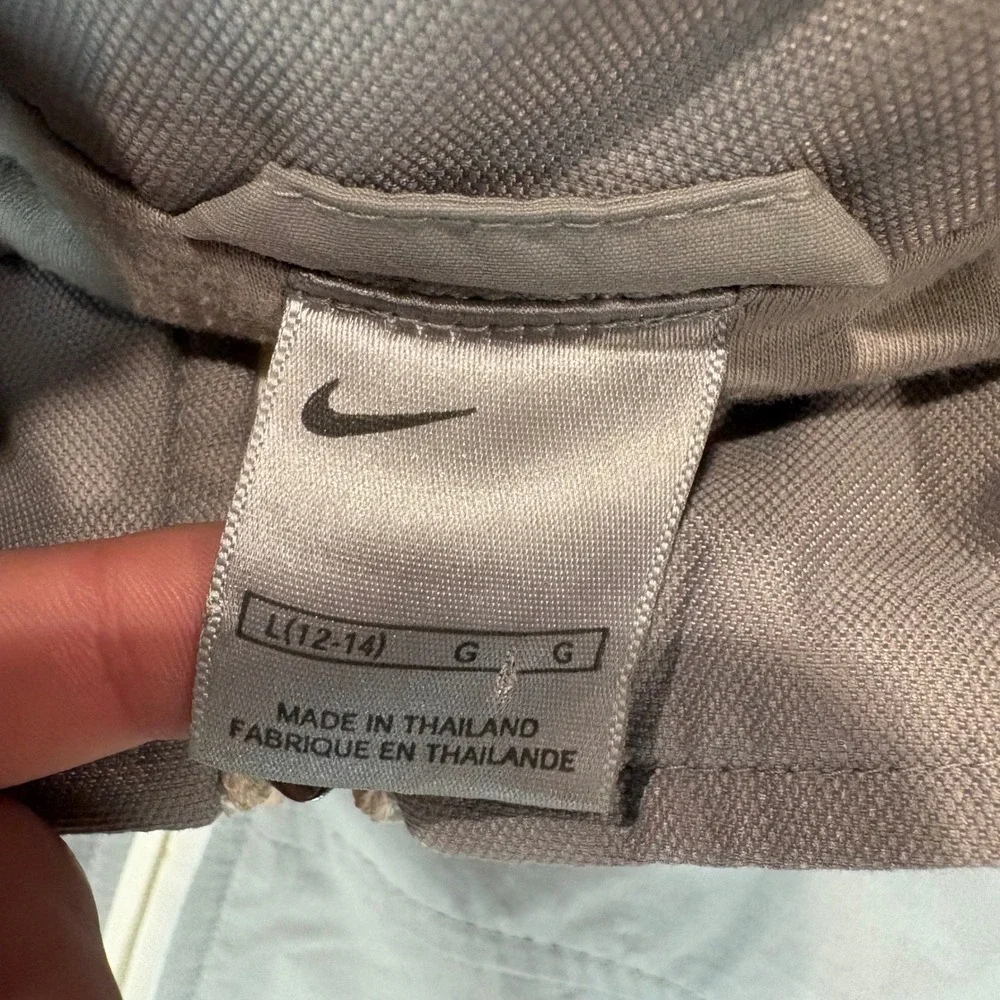 Nike Womens Grey White Full Zip Mock Neck Windbreaker Jacket L 3076